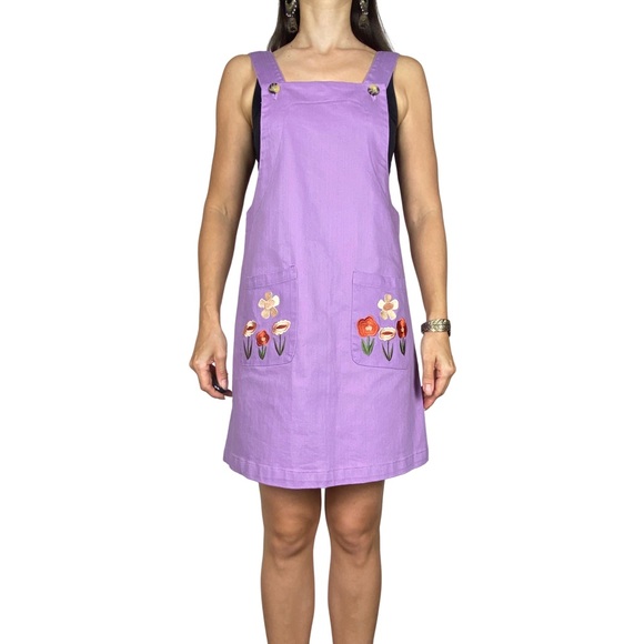 PRINCESS HIGHWAY Enid Lilac Floral Embroidered Overall Pinafore Pinny Dress Sz 8 - Picture 4 of 13